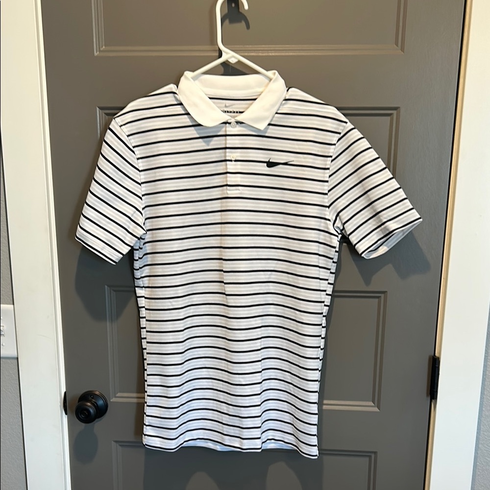 Nike White and Black Polo Shirt Classic Style